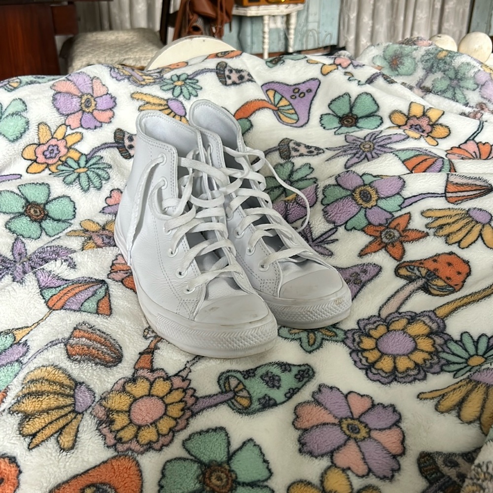 White Converse high tops